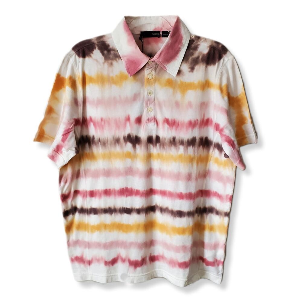 NaniBon Mens Italian Designer Polo Shirt XXL Mixed Media Tie Dye Multicolor NEW